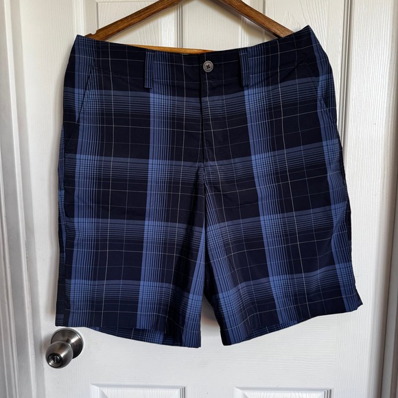 Under Armour Other - Under Armour Mens Blue Plaid Golf Shorts Loose Fit Size 32